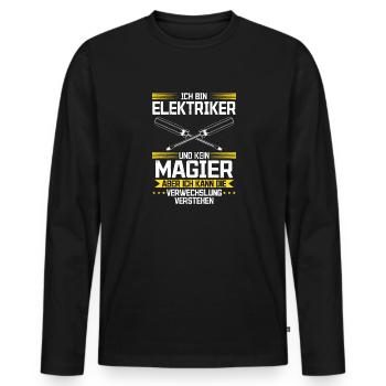 Elektriker mein Handwerk beherrsche ich meisterhaf - Männer Premium Bio Langarmshirt - Schwarz - Vorne - Nico (187cm)