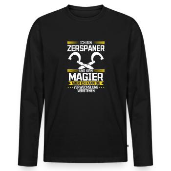 Zerspaner mein Handwerk beherrsche ich meisterhaft - Männer Premium Bio Langarmshirt - Schwarz - Vorne - Nico (187cm)