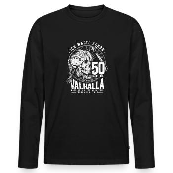 50. Geburtstag Mann Wikinger Valhalla 50 Jahre - Männer Premium Bio Langarmshirt - Schwarz - Vorne - Nico (187cm)