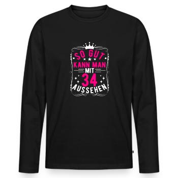So Gut Kann Man Mit 34 Aussehen, 34. Geburtstag - Männer Premium Bio Langarmshirt - Schwarz - Vorne - Nico (187cm)