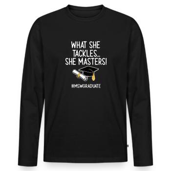 Master Of Social Work Soziale Arbeit Studium - Männer Premium Bio Langarmshirt - Schwarz - Vorne - Nico (187cm)