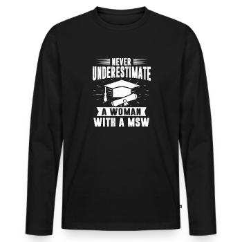 Master Of Social Work Soziale Arbeit Studium - Männer Premium Bio Langarmshirt - Schwarz - Vorne - Nico (187cm)