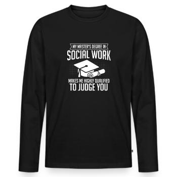Master Of Social Work Soziale Arbeit Studium - Männer Premium Bio Langarmshirt - Schwarz - Vorne - Nico (187cm)