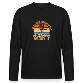 Monteur vidéo Cinéaste Vidéaste - T-shirt manches longues Premium bio Homme - noir - Devant - Nico (187cm)