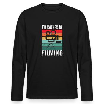 Monteur vidéo Cinéaste Vidéaste - T-shirt manches longues Premium bio Homme - noir - Devant - Nico (187cm)