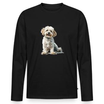 Maltipoo Chien Race Animal Mignon Drôle Graphique - T-shirt manches longues Premium bio Homme - noir - Devant - Nico (187cm)