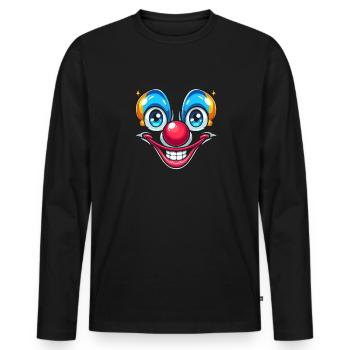 Pure carnival joy: clown face for fun - Men's Premium Organic Long Sleeve Shirt - black - Front - Nico (187cm)