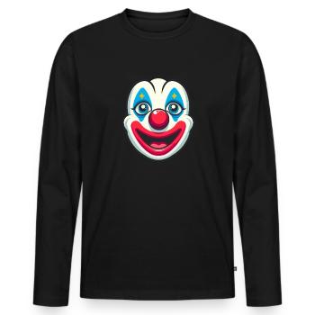 Pure carnival joy: clown face for fun - Men's Premium Organic Long Sleeve Shirt - black - Front - Nico (187cm)