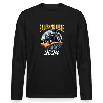 Unity and Determination in Agriculture - Men's Premium Organic Long Sleeve Shirt - black - Front - Nico (187cm)