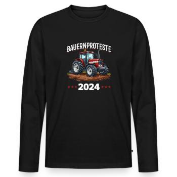 Einheit und Entschlossenheit in der Landwirtschaft - Männer Premium Bio Langarmshirt - Schwarz - Vorne - Nico (187cm)