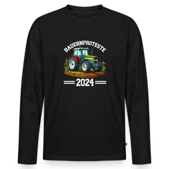 Einheit und Entschlossenheit in der Landwirtschaft - Männer Premium Bio Langarmshirt - Schwarz - Vorne - Nico (187cm)