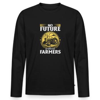 Pas d’avenir sans agriculteurs - T-shirt manches longues Premium bio Homme - noir - Devant - Nico (187cm)