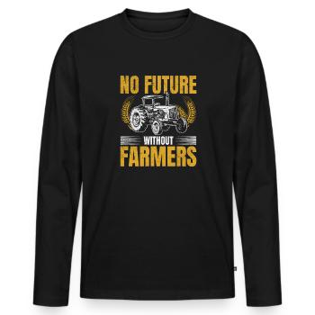 Pas d’avenir sans agriculteurs - T-shirt manches longues Premium bio Homme - noir - Devant - Nico (187cm)