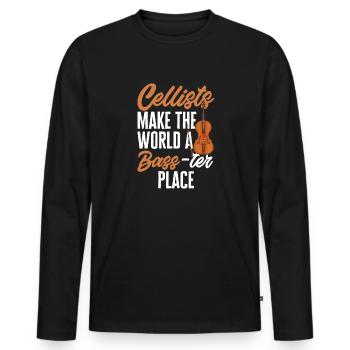 Cello Player Cellist Musician Cello - Men's Premium Organic Long Sleeve Shirt - black - Front - Nico (187cm)