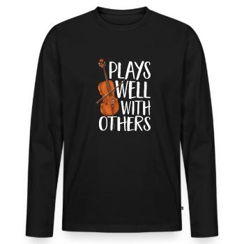 Cello Player Cellist Musician Cello - Men's Premium Organic Long Sleeve Shirt - black - Front - Nico (187cm)