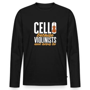 Cello Player Cellist Musician Cello - Men's Premium Organic Long Sleeve Shirt - black - Front - Nico (187cm)