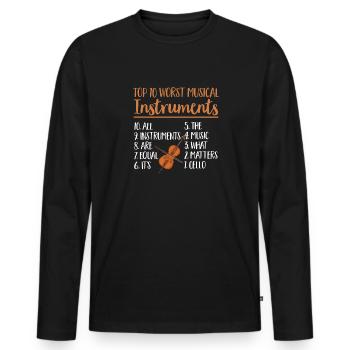 Cello Player Cellist Musician Cello - Men's Premium Organic Long Sleeve Shirt - black - Front - Nico (187cm)