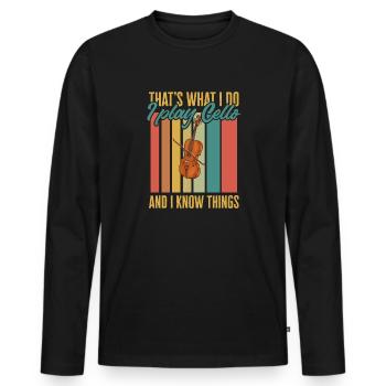 Cello Player Cellist Musician Cello - Men's Premium Organic Long Sleeve Shirt - black - Front - Nico (187cm)