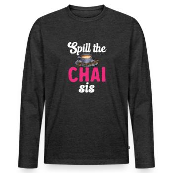 Thé Chai Masala Chai - T-shirt manches longues Premium bio Homme - anthracite chiné - Devant - Nico (187cm)