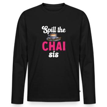 Thé Chai Masala Chai - T-shirt manches longues Premium bio Homme - noir - Devant - Nico (187cm)