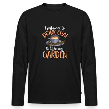 Thé Chai Masala Chai - T-shirt manches longues Premium bio Homme - noir - Devant - Nico (187cm)