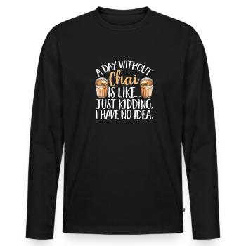 Thé Chai Masala Chai - T-shirt manches longues Premium bio Homme - noir - Devant - Nico (187cm)