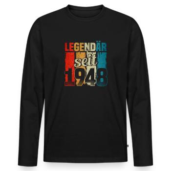 Jahrgang 1948, Legendär seit 1948, Geburtstag - Männer Premium Bio Langarmshirt - Schwarz - Vorne - Nico (187cm)