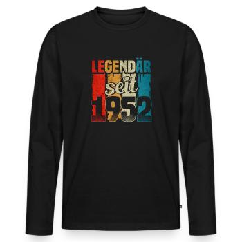 Jahrgang 1952, Legendär seit 1952, Geburtstag - Männer Premium Bio Langarmshirt - Schwarz - Vorne - Nico (187cm)