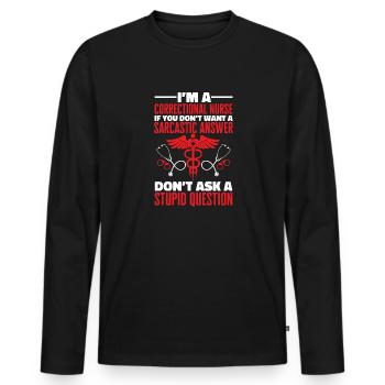 Pénitencier d’infirmières - T-shirt manches longues Premium bio Homme - noir - Devant - Nico (187cm)