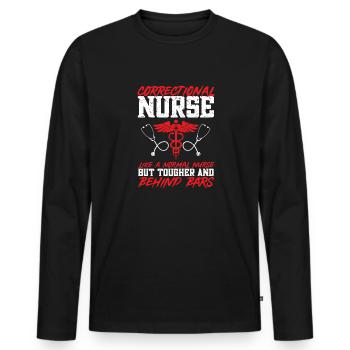Pénitencier d’infirmières - T-shirt manches longues Premium bio Homme - noir - Devant - Nico (187cm)