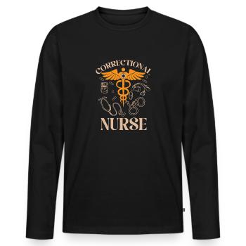 Pénitencier d’infirmières - T-shirt manches longues Premium bio Homme - noir - Devant - Nico (187cm)