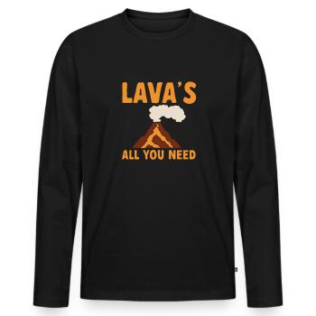 Vulkan Geologie Vulkanologie Lava - Männer Premium Bio Langarmshirt - Schwarz - Vorne - Nico (187cm)