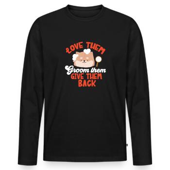 Salon de coiffure pour chiens - T-shirt manches longues Premium bio Homme - noir - Devant - Nico (187cm)