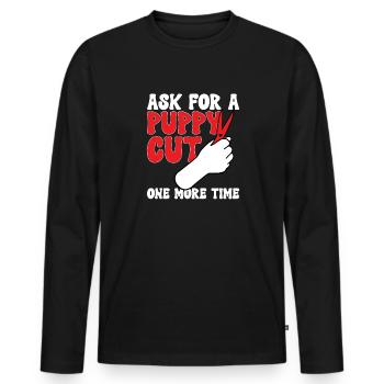 Salon de coiffure pour chiens - T-shirt manches longues Premium bio Homme - noir - Devant - Nico (187cm)