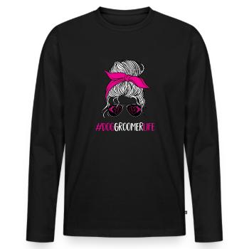 Salon de coiffure pour chiens - T-shirt manches longues Premium bio Homme - noir - Devant - Nico (187cm)