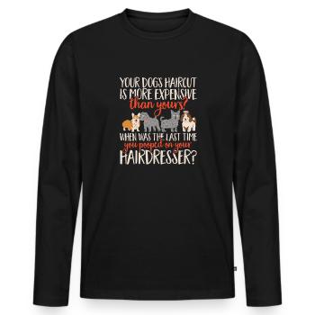 Salon de coiffure pour chiens - T-shirt manches longues Premium bio Homme - noir - Devant - Nico (187cm)