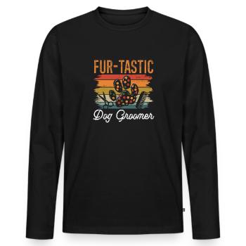 Salon de coiffure pour chiens - T-shirt manches longues Premium bio Homme - noir - Devant - Nico (187cm)