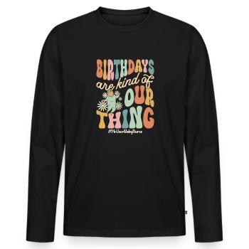 Infirmière Bébé Maternité Infirmière - T-shirt manches longues Premium bio Homme - noir - Devant - Nico (187cm)
