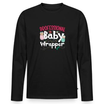 Infirmière Bébé Maternité Infirmière - T-shirt manches longues Premium bio Homme - noir - Devant - Nico (187cm)