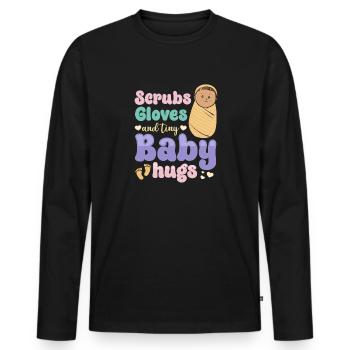 Infirmière Bébé Maternité Infirmière - T-shirt manches longues Premium bio Homme - noir - Devant - Nico (187cm)