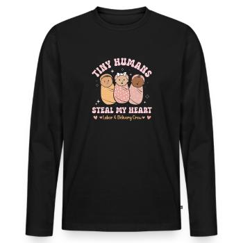 Infirmière Bébé Maternité Infirmière - T-shirt manches longues Premium bio Homme - noir - Devant - Nico (187cm)