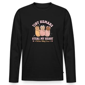 Infirmière Bébé Maternité Infirmière - T-shirt manches longues Premium bio Homme - noir - Devant - Nico (187cm)
