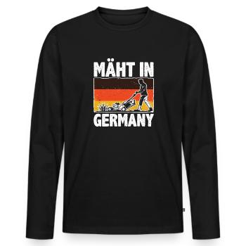 Rasen Mähen, Rasenmäher, Mäht In Germany - Männer Premium Bio Langarmshirt - Schwarz - Vorne - Nico (187cm)
