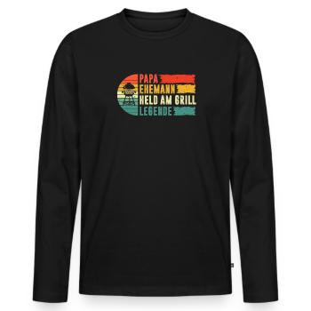 Papa Ehemann Held Am Grill Legende, Grillen Vater - Männer Premium Bio Langarmshirt - Schwarz - Vorne - Nico (187cm)