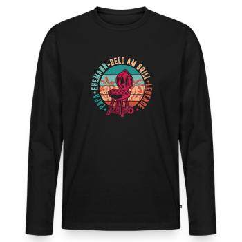 Papa Ehemann Held Am Grill Legende, Grillen Vater - Männer Premium Bio Langarmshirt - Schwarz - Vorne - Nico (187cm)