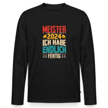 Meister 2024 Geschenk Meisterprüfung bestanden - Männer Premium Bio Langarmshirt - Schwarz - Vorne - Nico (187cm)