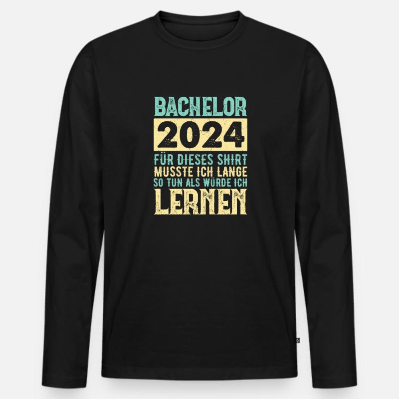 Bachelor 2024 Geschenkidee Abschluss - Männer Premium Bio Langarmshirt - Schwarz