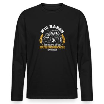 Wir haben es satt, euer Sündenbock zu sein - Männer Premium Bio Langarmshirt - Schwarz - Vorne - Nico (187cm)