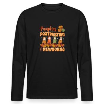Infirmière Bébé Maternité Infirmière - T-shirt manches longues Premium bio Homme - noir - Devant - Nico (187cm)
