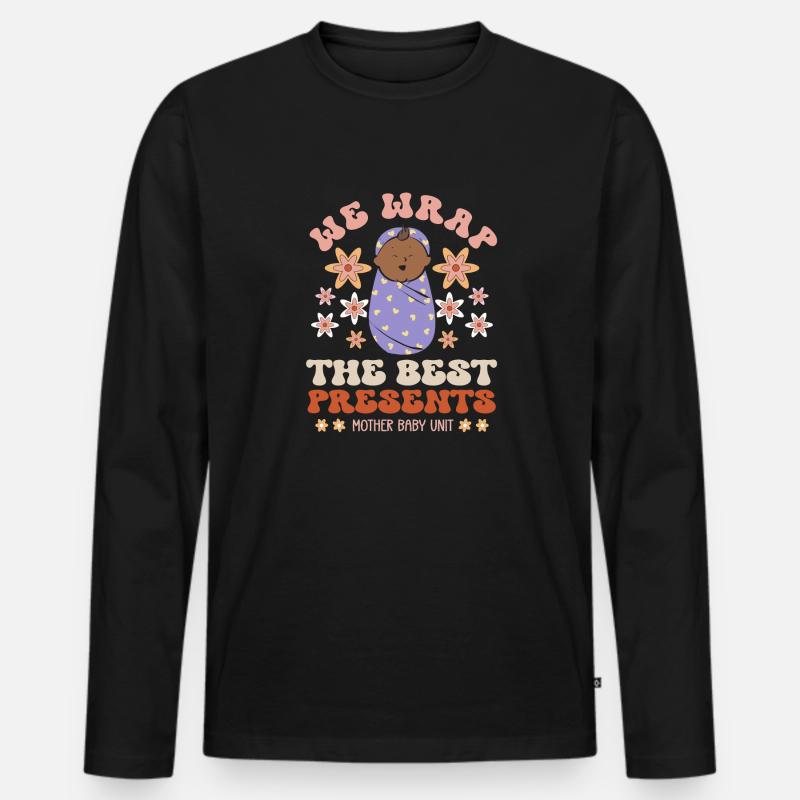 Krankenschwester Baby Entbindungsschwester - Männer Premium Bio Langarmshirt - Schwarz